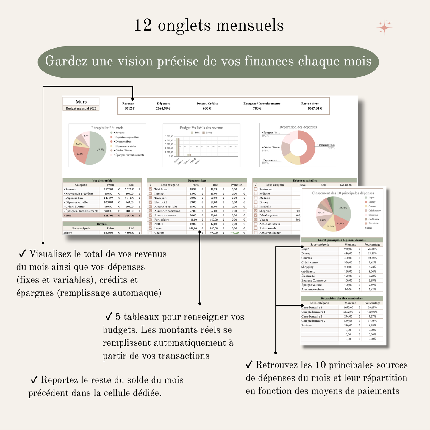 Suivi du budget mensuel et annuel