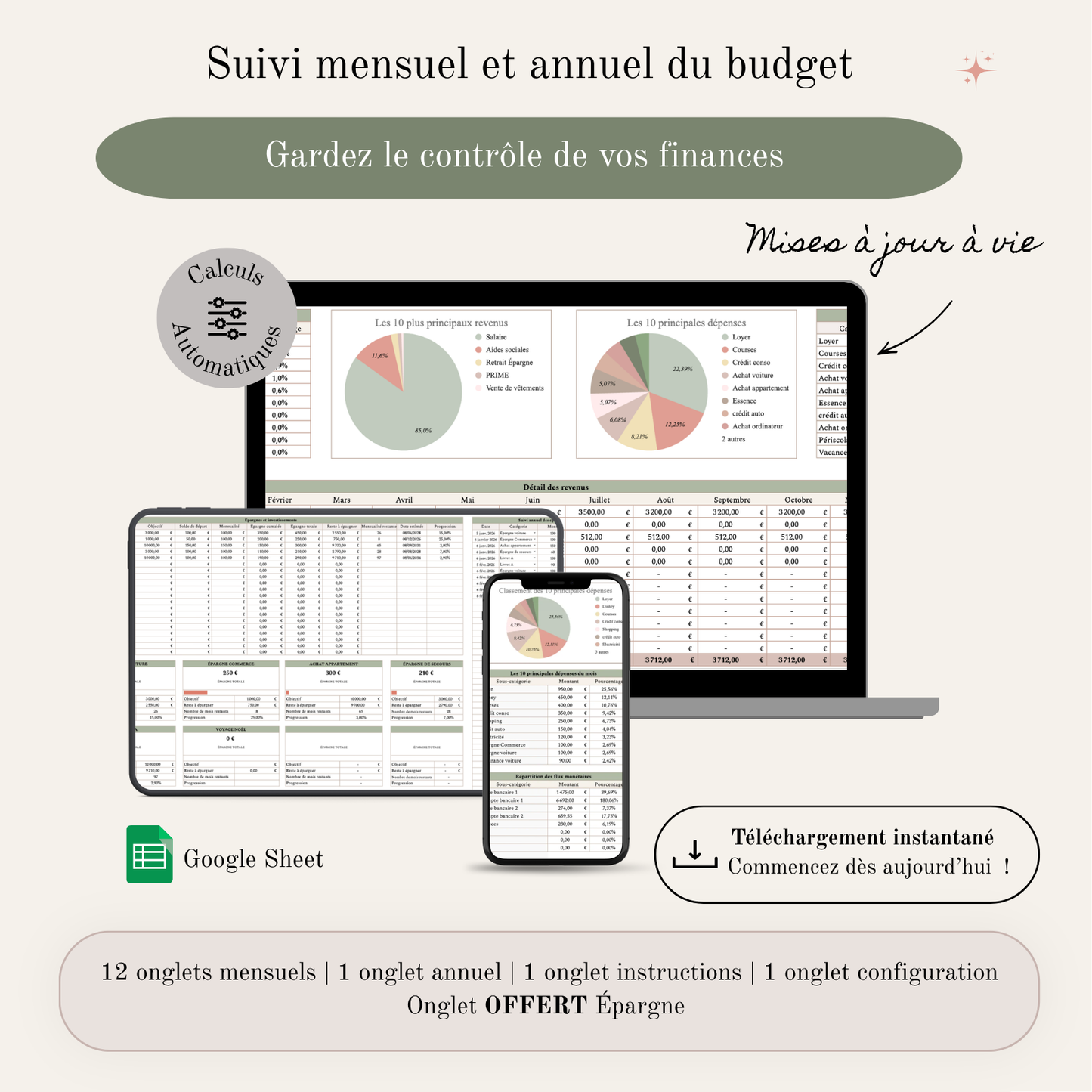 Suivi du budget mensuel et annuel