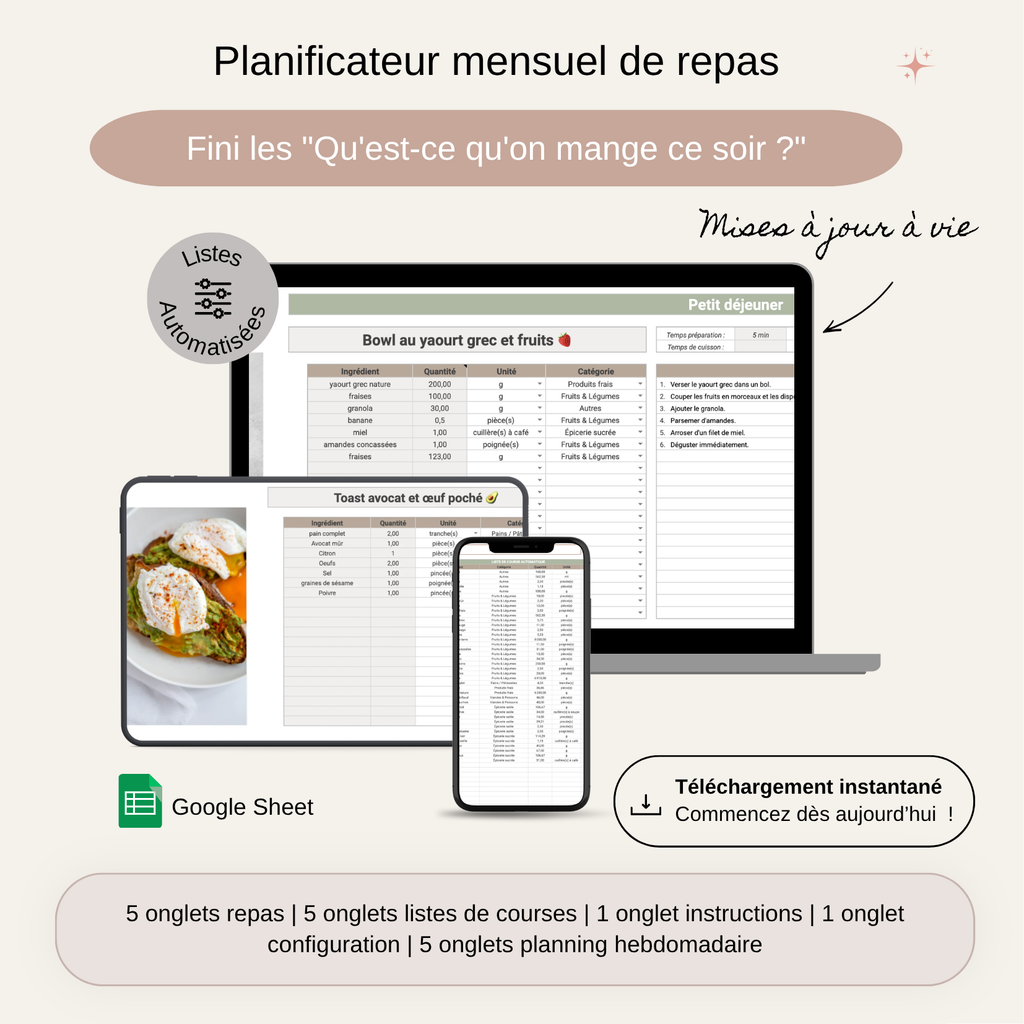 Planificateur mensuel des repas
