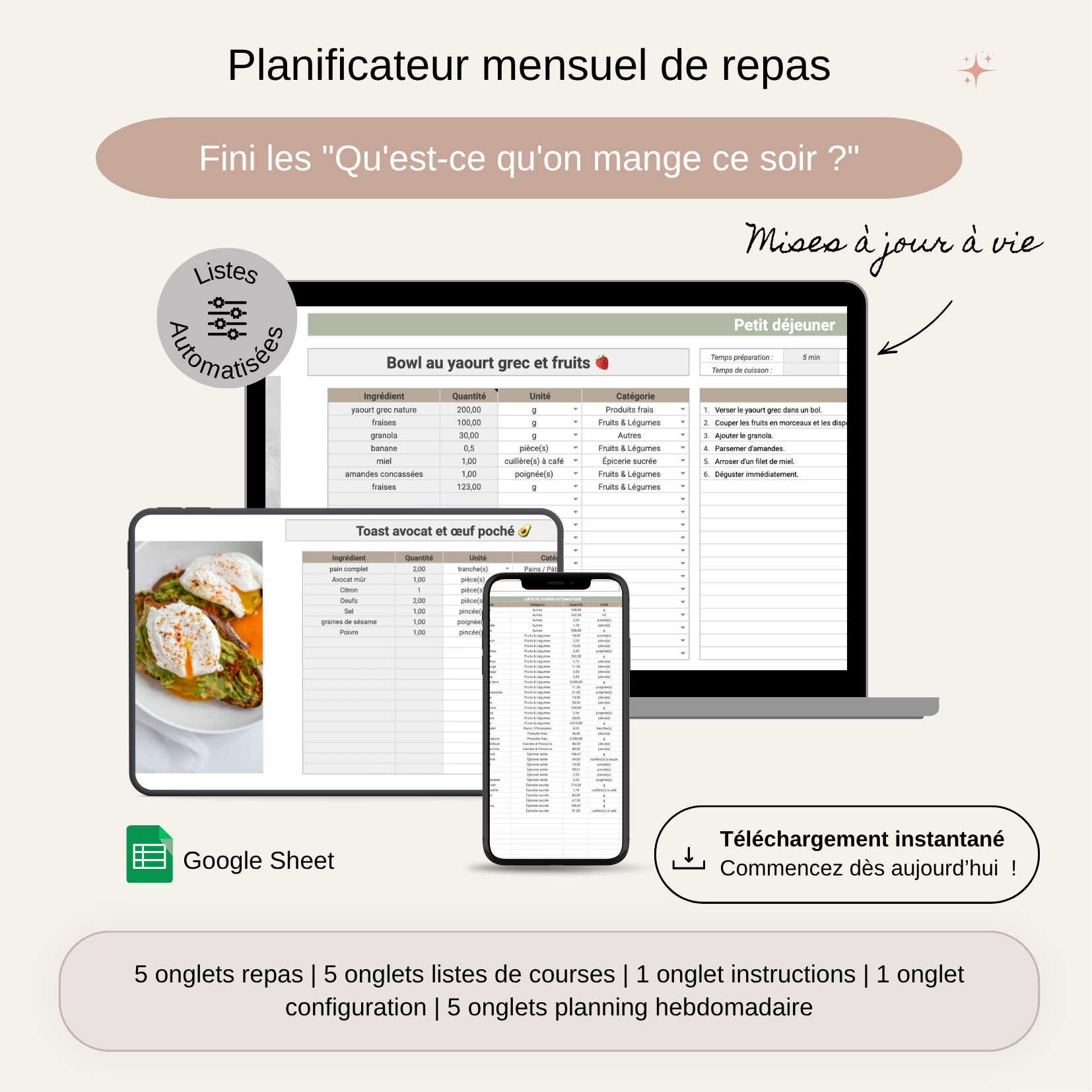 Planificateur mensuel des repas